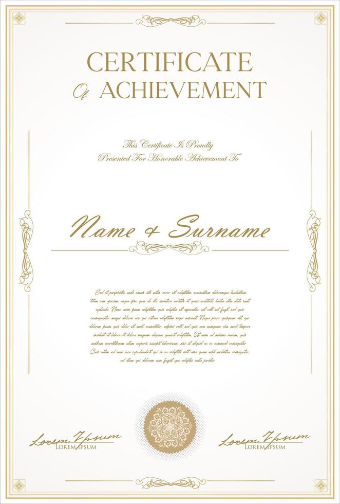 Certificate or diploma template retro design illustration vector