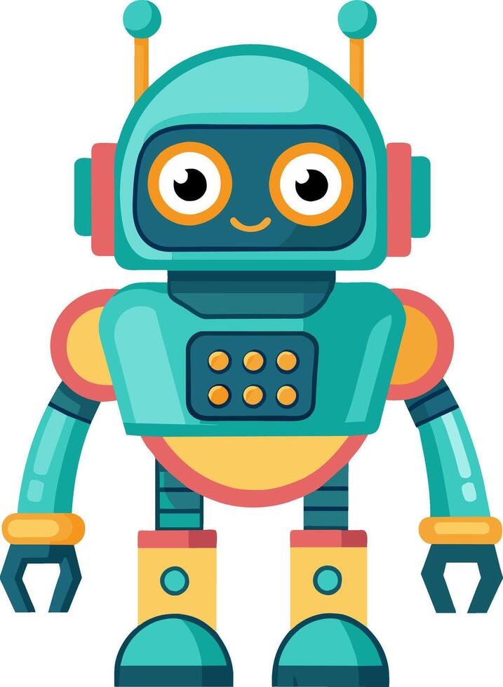 Cartoon Blue Robot Illustration vector