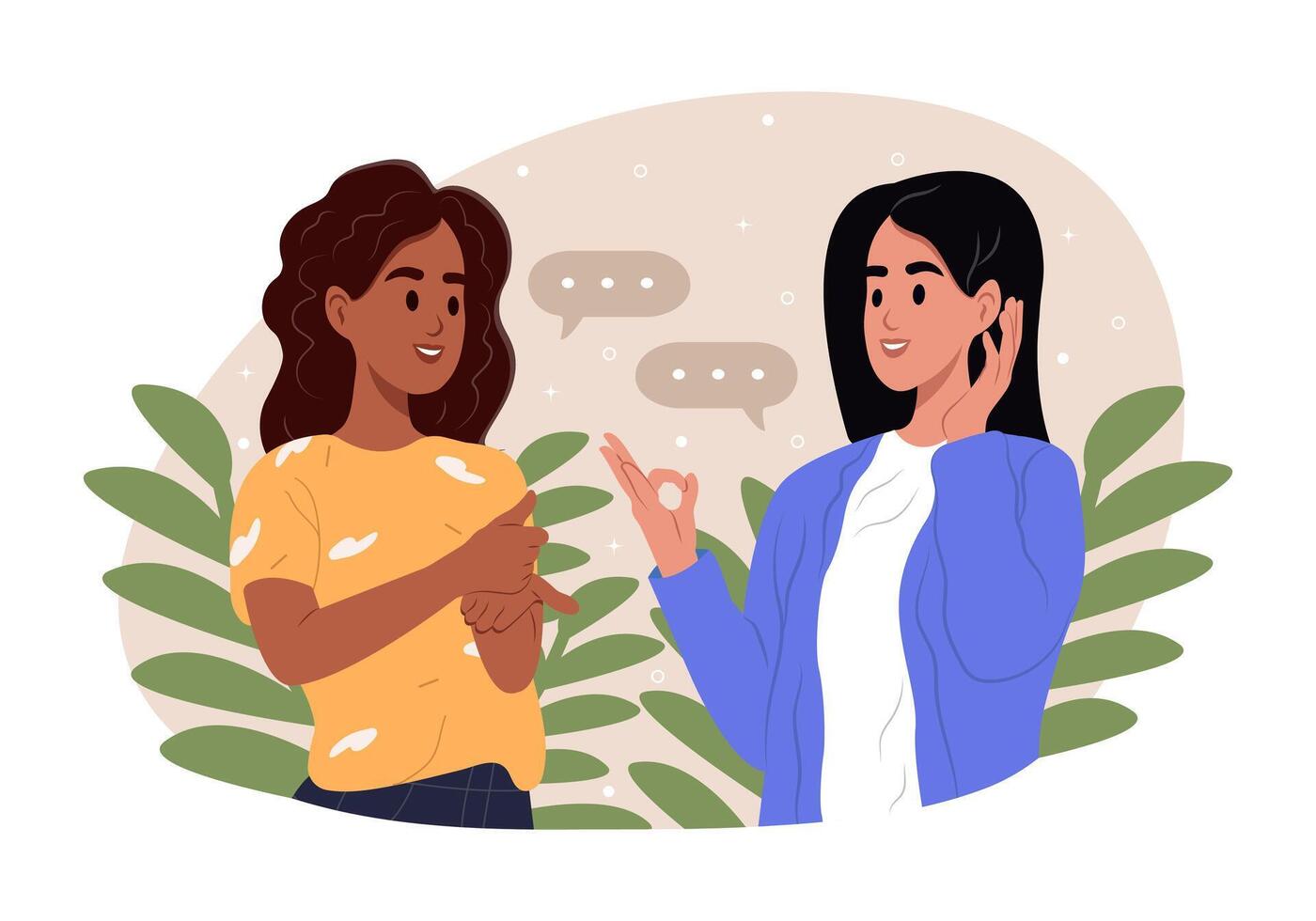 International day of sign languages. A pair of deaf and mute people communicate using sign language. vector