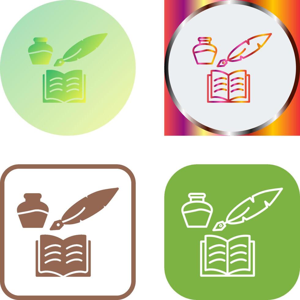 Unique Quill and Book Icon Design vector