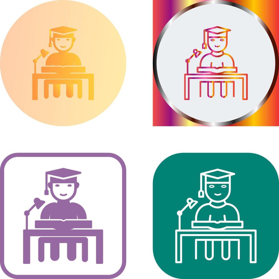 Unique Studying on Desk Icon Design vector