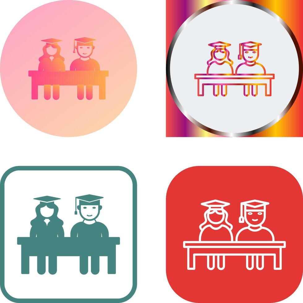 Unique Students Sitting Icon Design vector