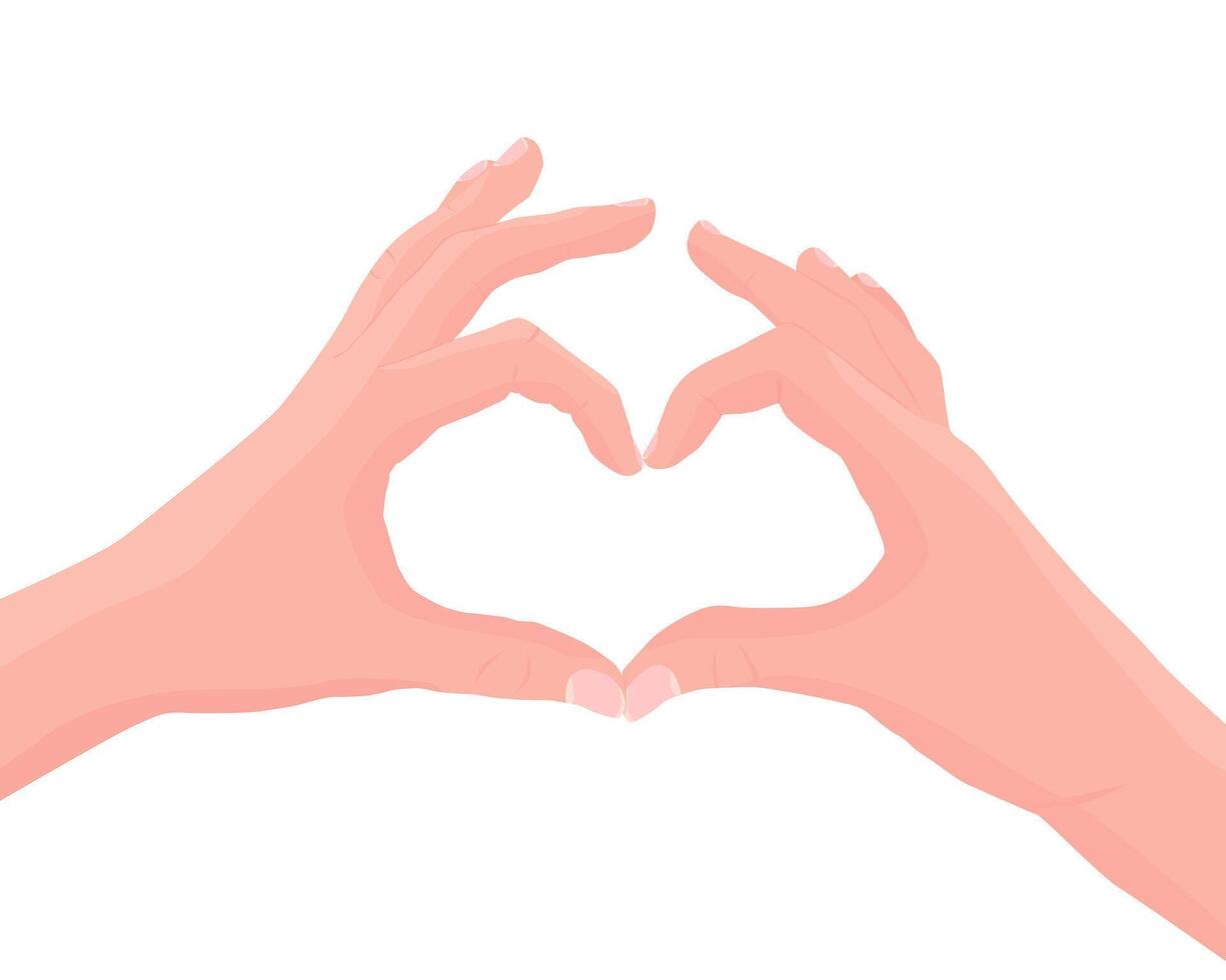 Hands showing heart shape gesture. Love, romantic relationship concept. Illustration in flat style. vector