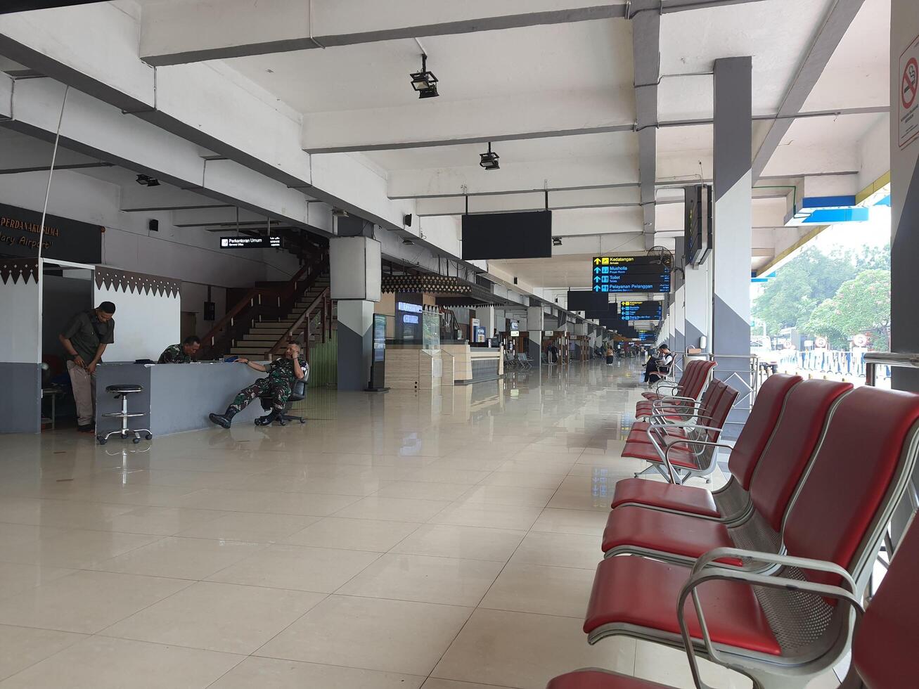 Jakarta, Indonesia on July 7 2022. The atmosphere of the waiting room at Halim Perdana Kusuma Airport photo