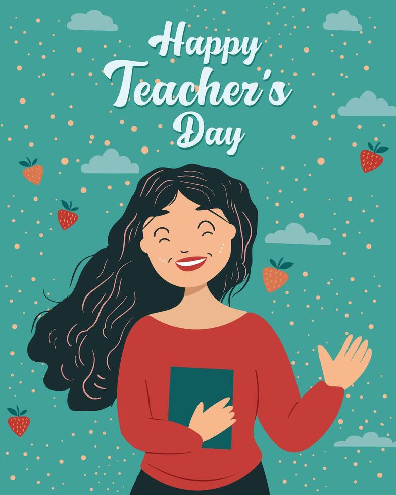 Illustration of a teacher. Happy teacher's day concept. vector