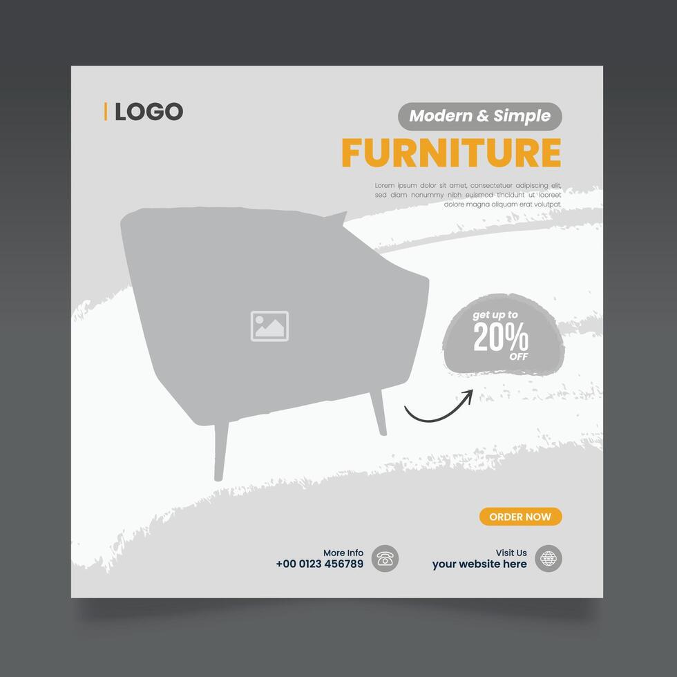 Minimalist Modern furniture sale social media post flyer template and Instagram post layout, furniture banner design vector