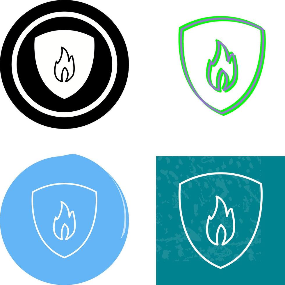 Unique Fire Shield Icon Design vector