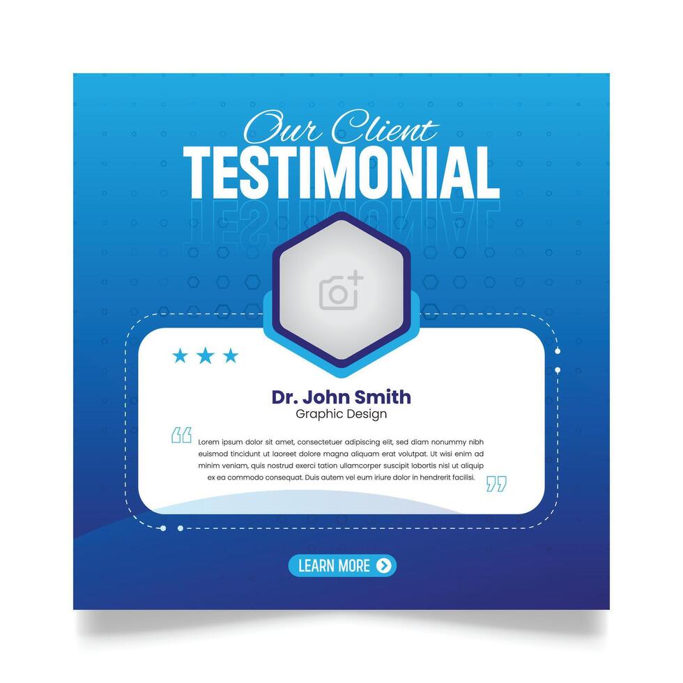 Client feedback review or client testimonial design for social media post. customer service feedback template. client testimonial comment or quote square design vector