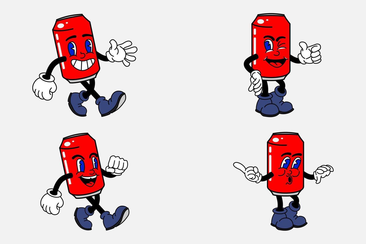 old cartoon mascot character elements. different clipart, faces, limbs. character creator for vintage retro logos and branding. isolated illustrations vector
