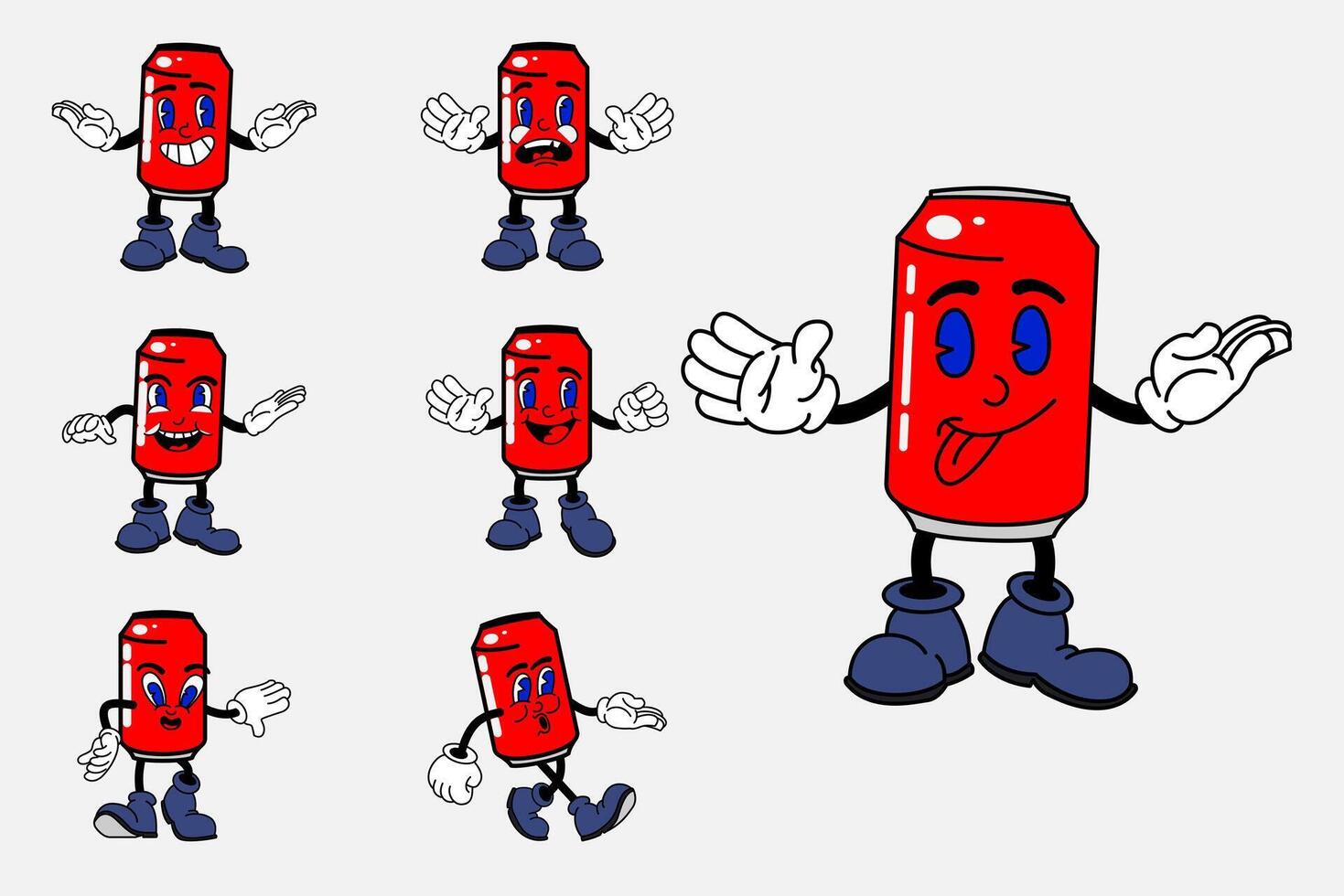 old cartoon mascot character elements. different clipart, faces, limbs. character creator for vintage retro logos and branding. isolated illustrations vector