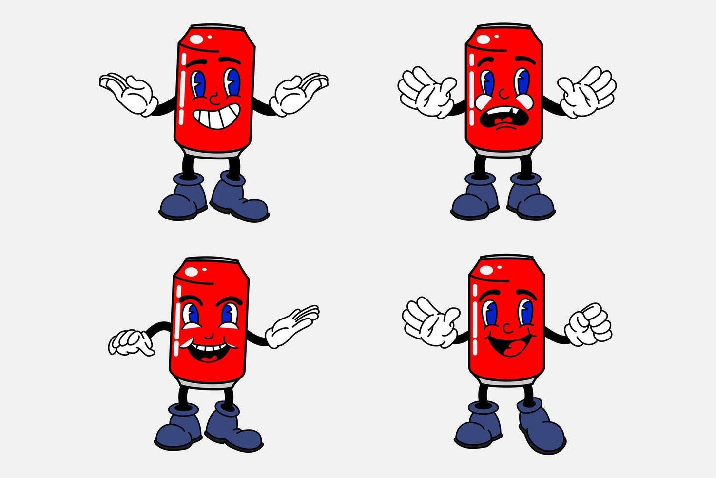 old cartoon mascot character elements. different clipart, faces, limbs. character creator for vintage retro logos and branding. isolated illustrations vector