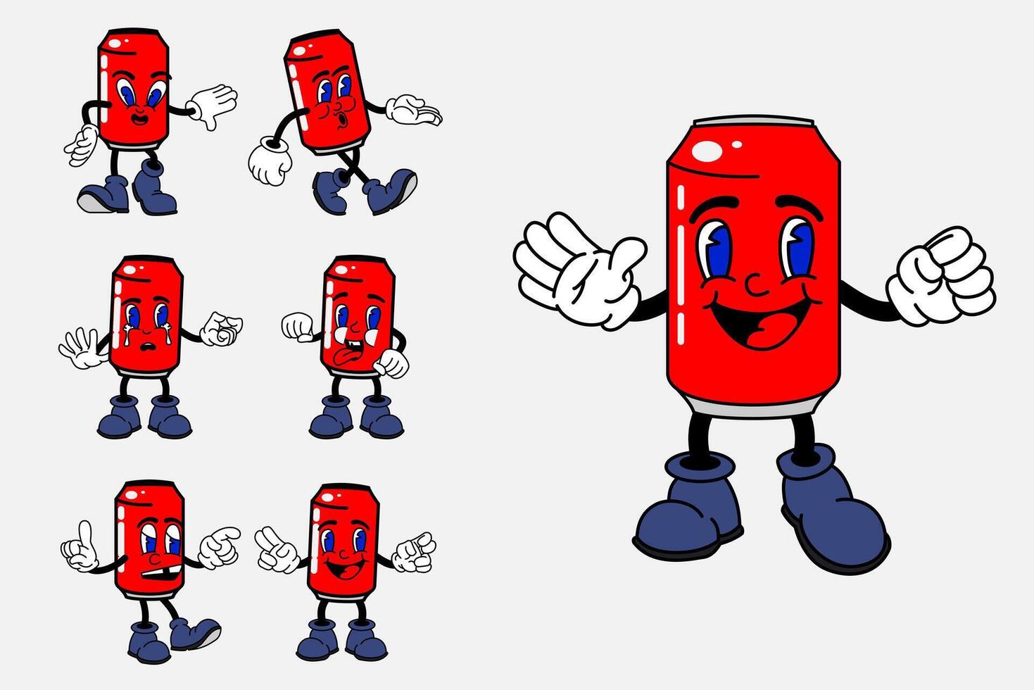 old cartoon mascot character elements. different clipart, faces, limbs. character creator for vintage retro logos and branding. isolated illustrations vector