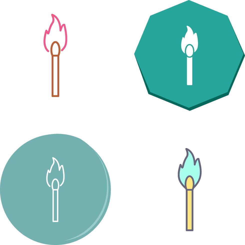 Unique Lit Matchstick Icon Design vector