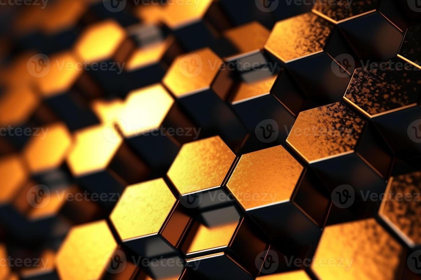 abstract gold background with hexagons photo