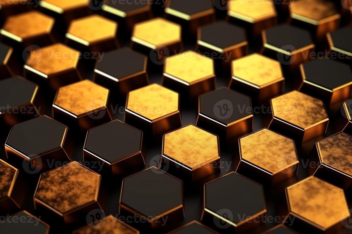 abstract gold background with hexagons photo