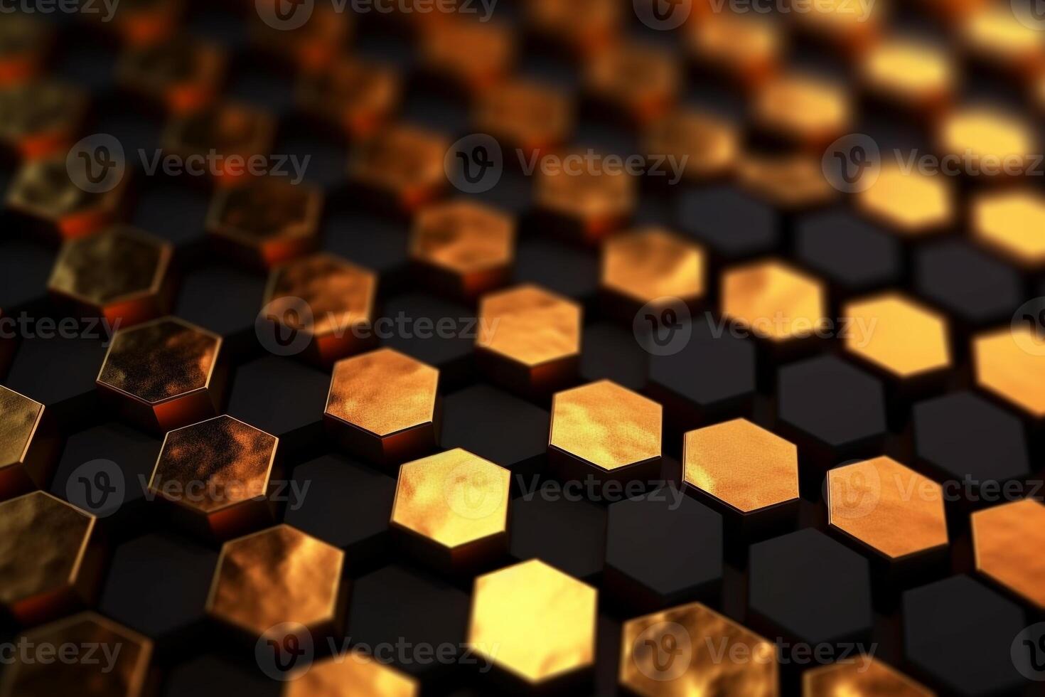 abstract gold background with hexagons photo