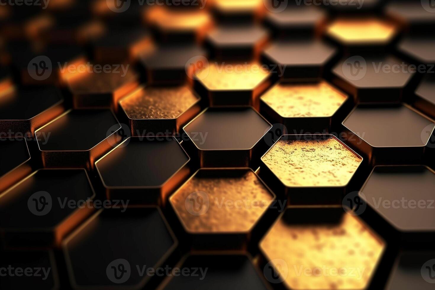 abstract gold background with hexagons photo