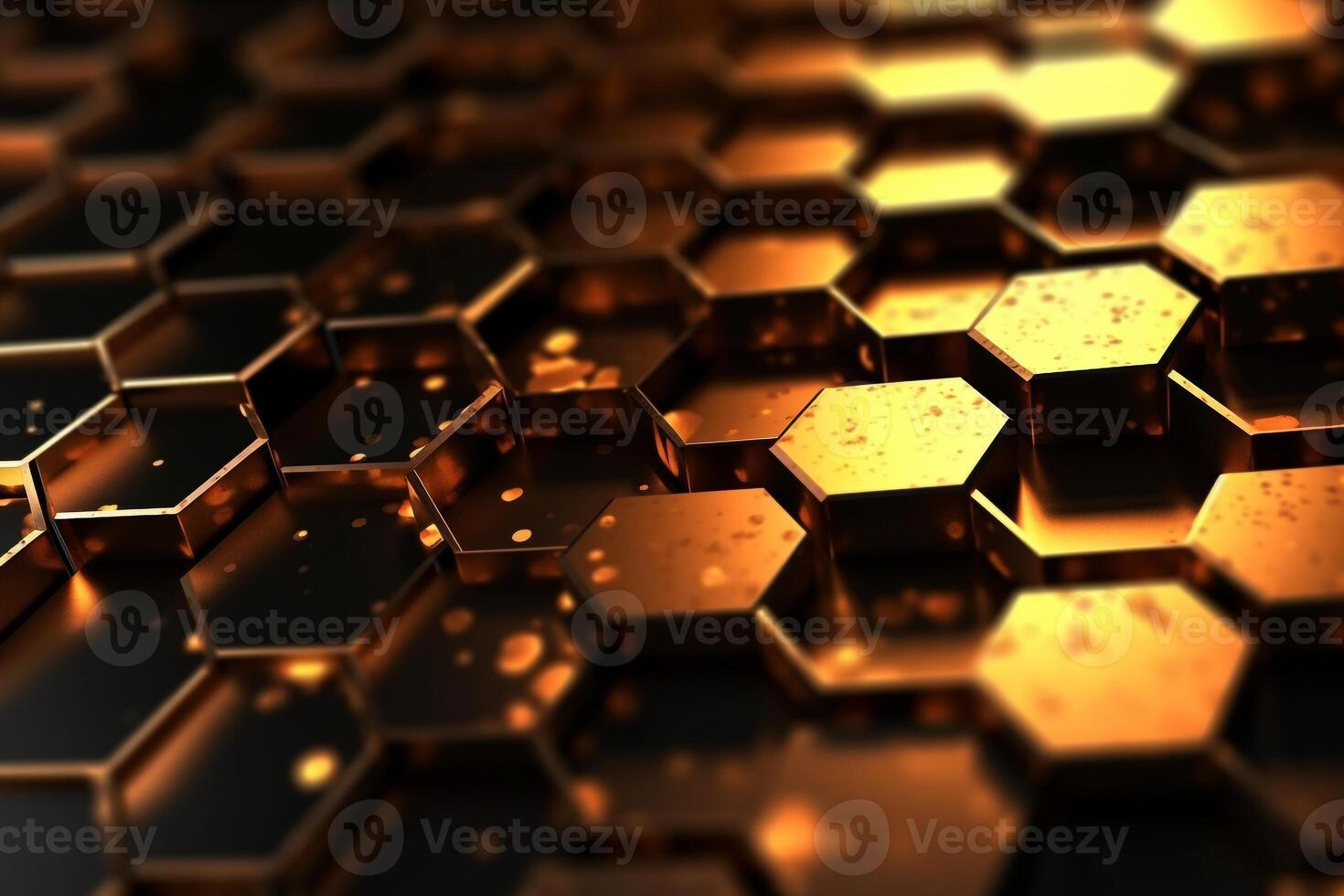 abstract gold background with hexagons photo