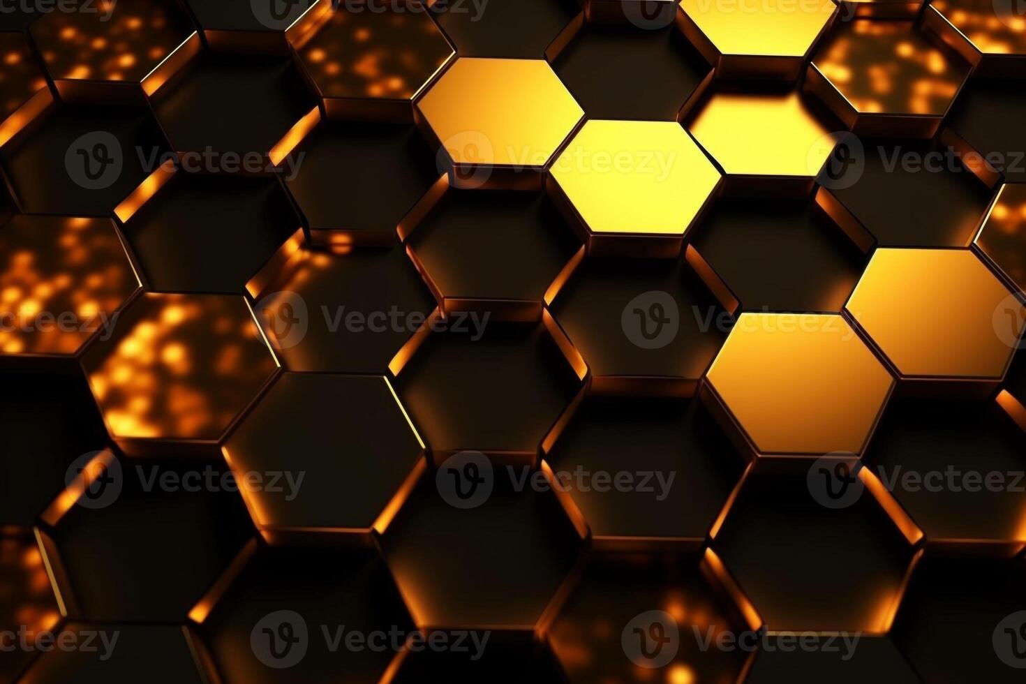 abstract gold background with hexagons photo