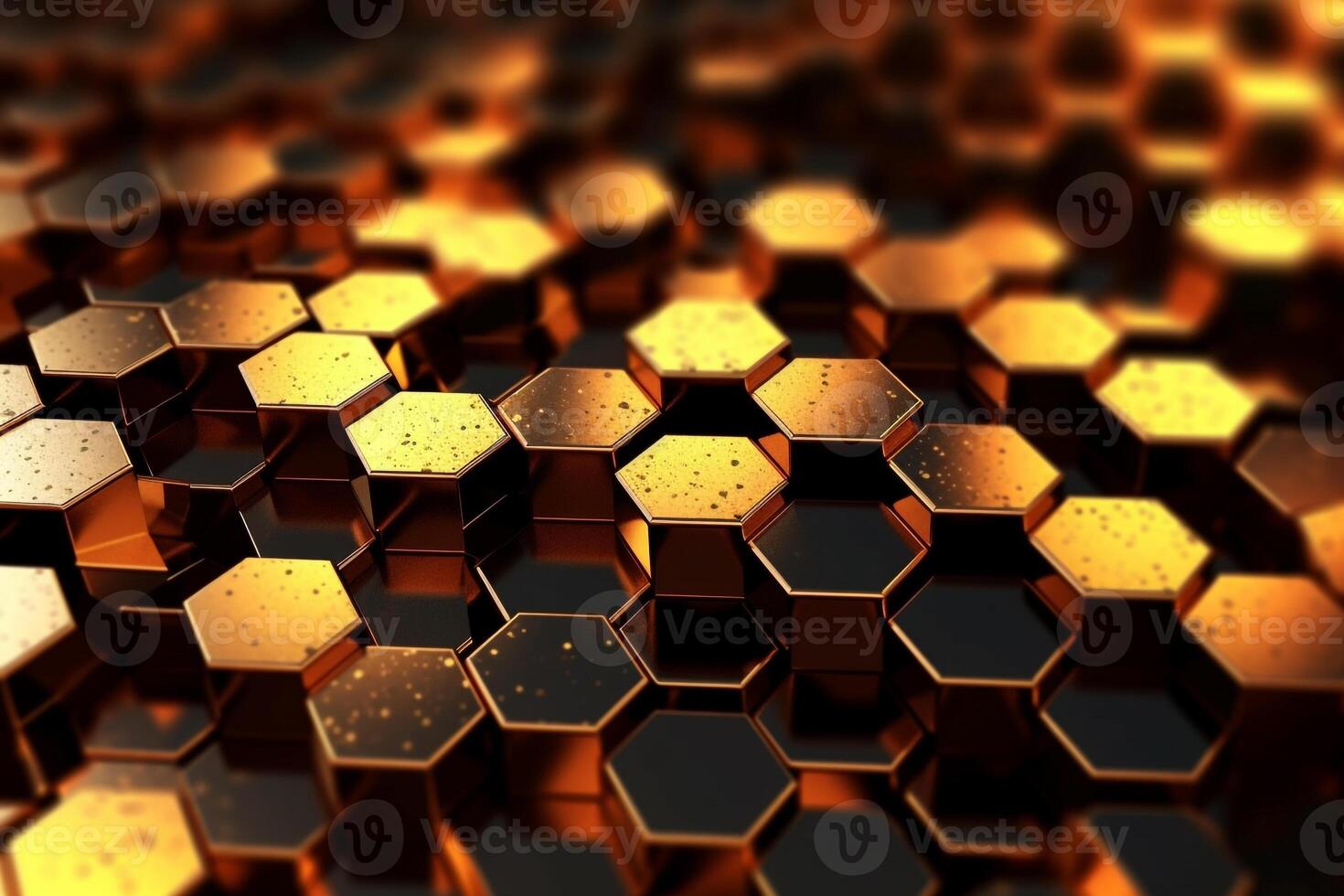 abstract gold background with hexagons photo