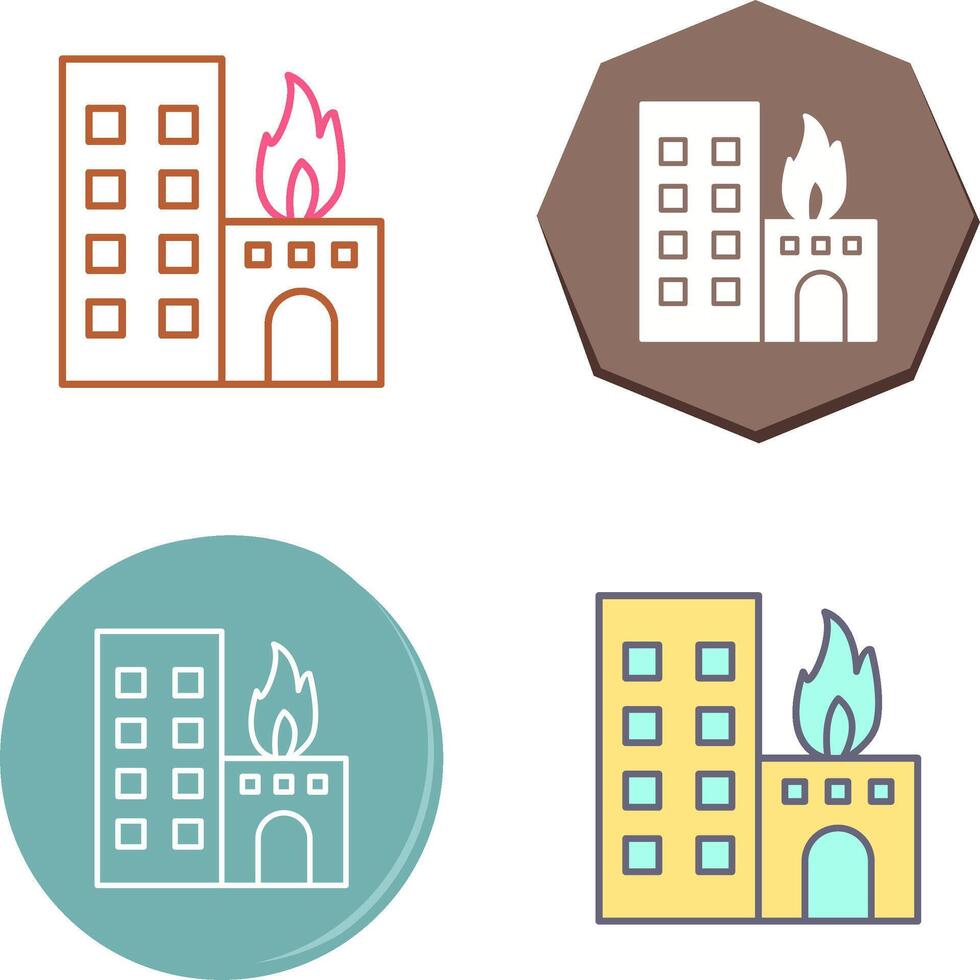 Unique Burning Building Icon Design vector