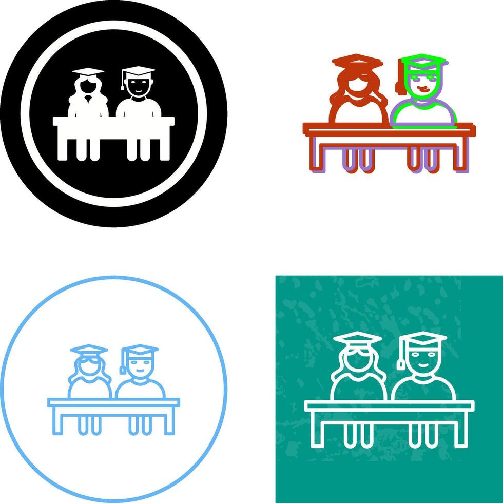 Unique Students Sitting Icon Design vector