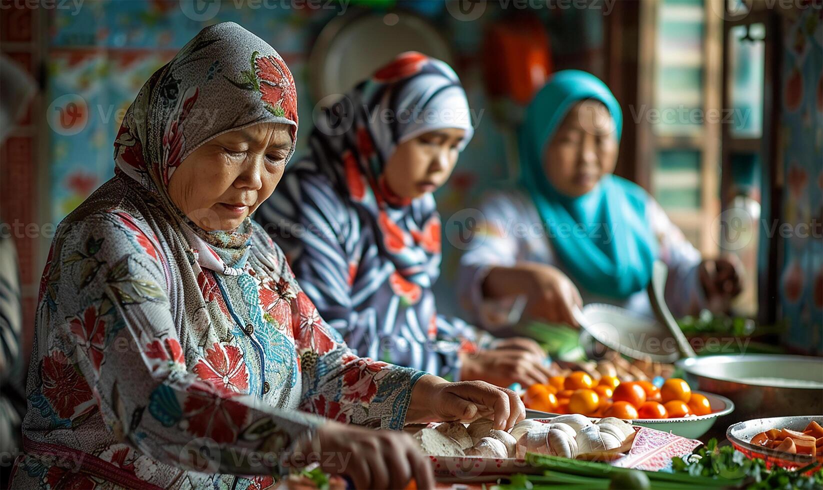 Home Eid al-Fitr preparations by women photo