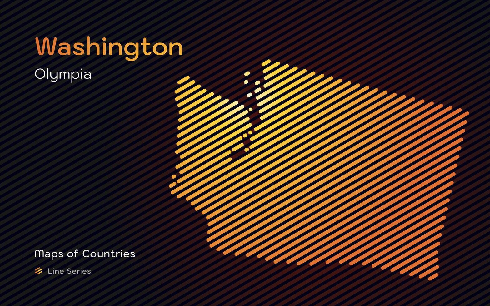 Washington State Map in a Line Pattern. Stylized simple map vector