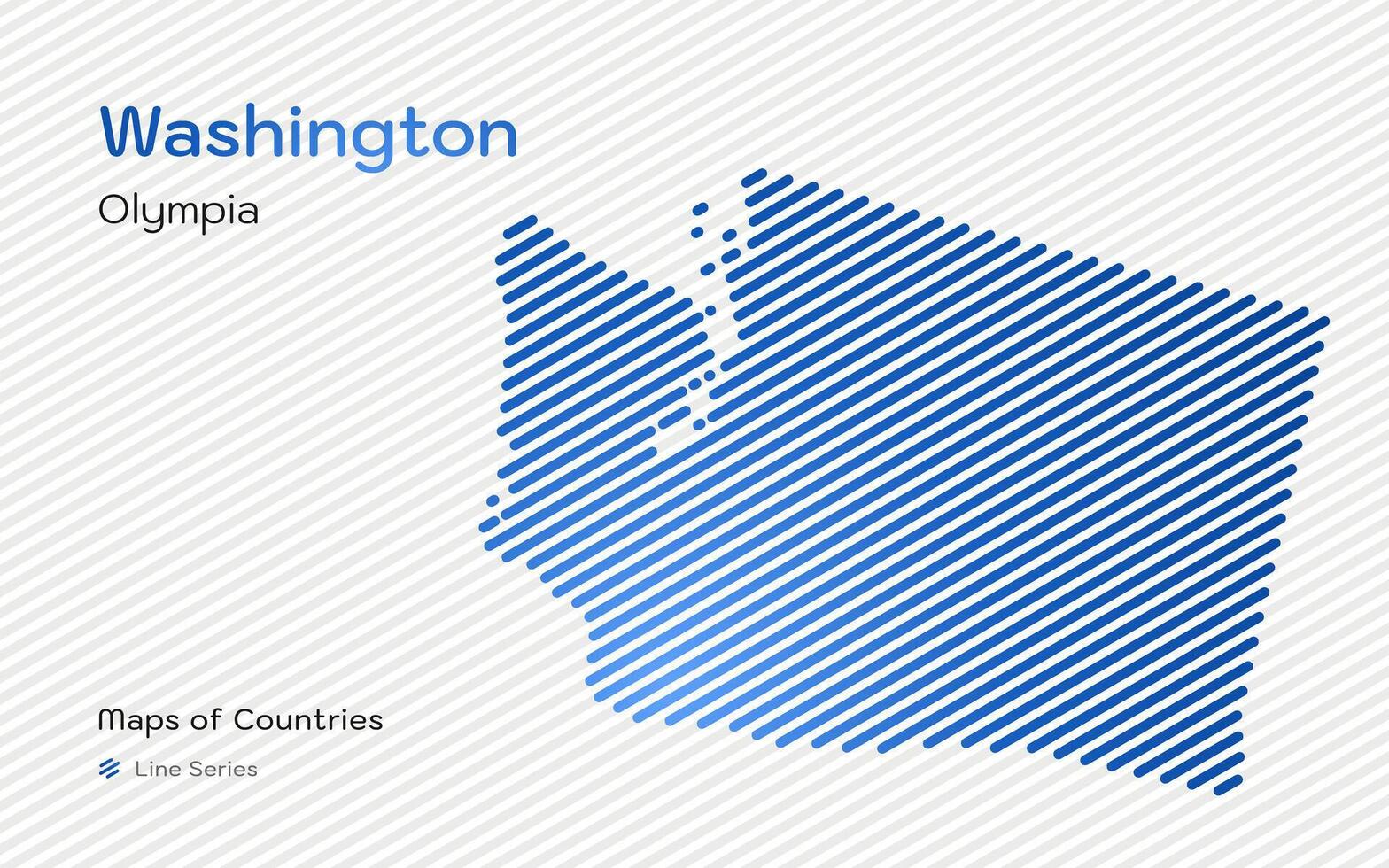 Washington State Map in a Line Pattern. Stylized simple map vector