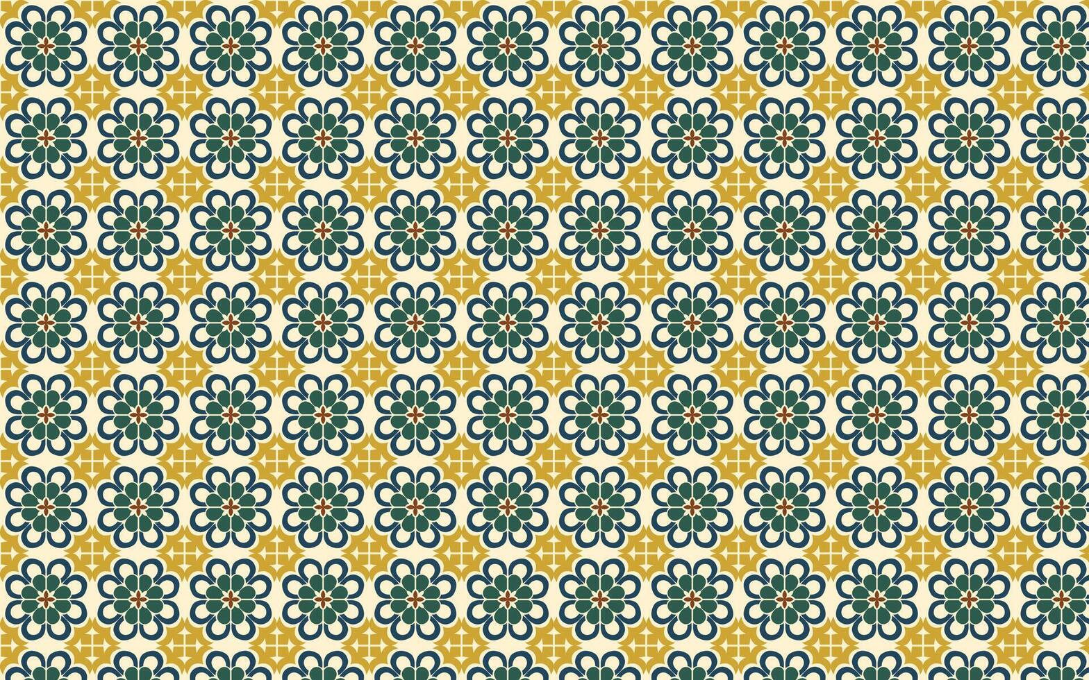 Floral Green Seamless Azulejo Floor Tile Oriental Vintage Seamless Pattern Floral Textures vector