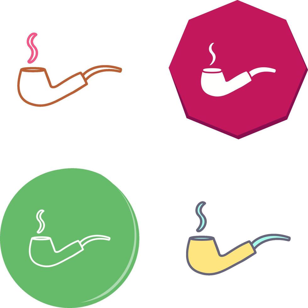 Unique Lit Smoking Pipe Icon Design vector