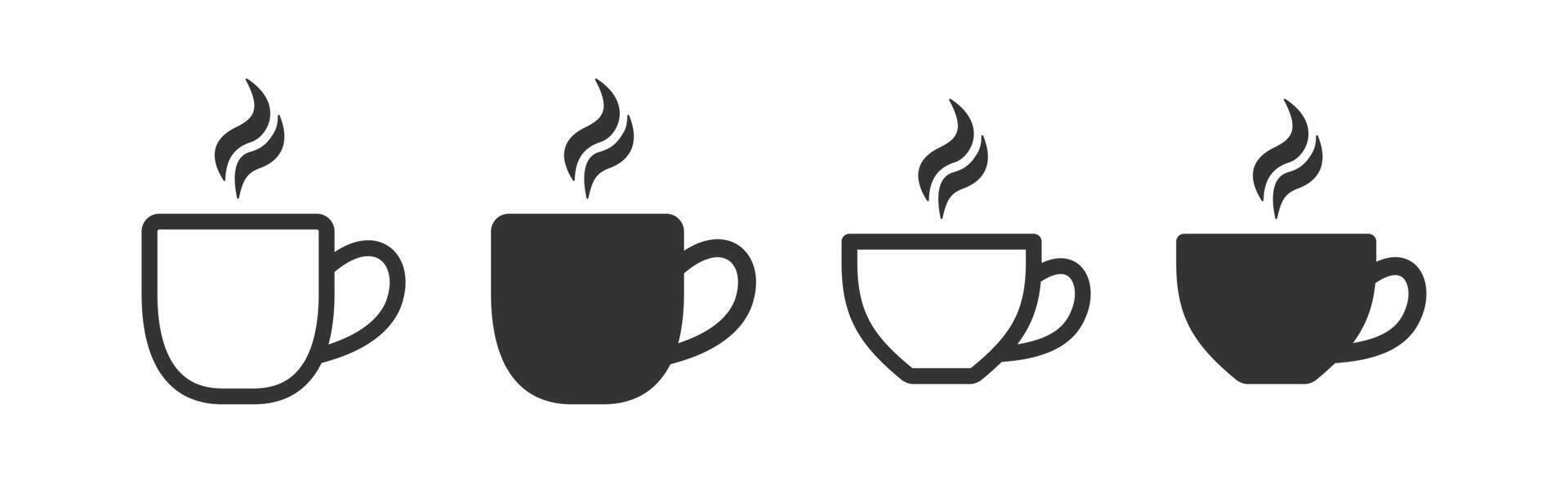 café, té taza icono. caliente jarra de bebida. Café exprés, capuchino, latté, moca bebida desayuno. vector