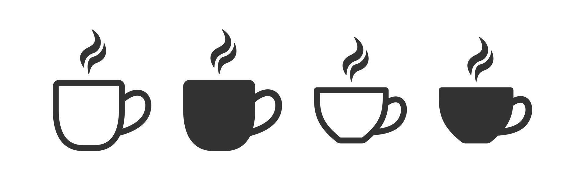 Coffee, tea cup icon. Hot mug of beverage. Espresso, cappuccino, latte, mocha drink breakfast. vector