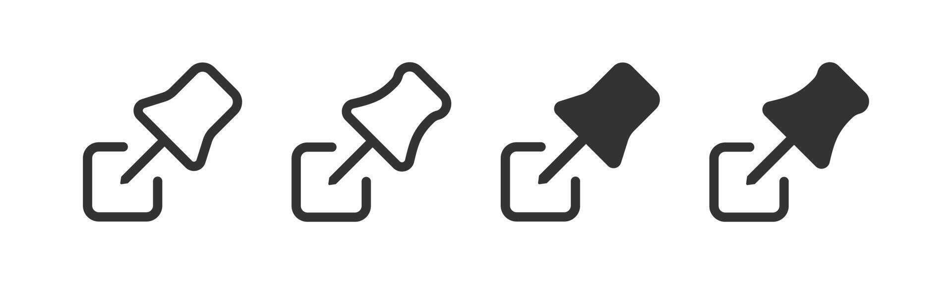 Thumbtack attach icon. Reminder pin. Buttons push. Office stationery tool. vector