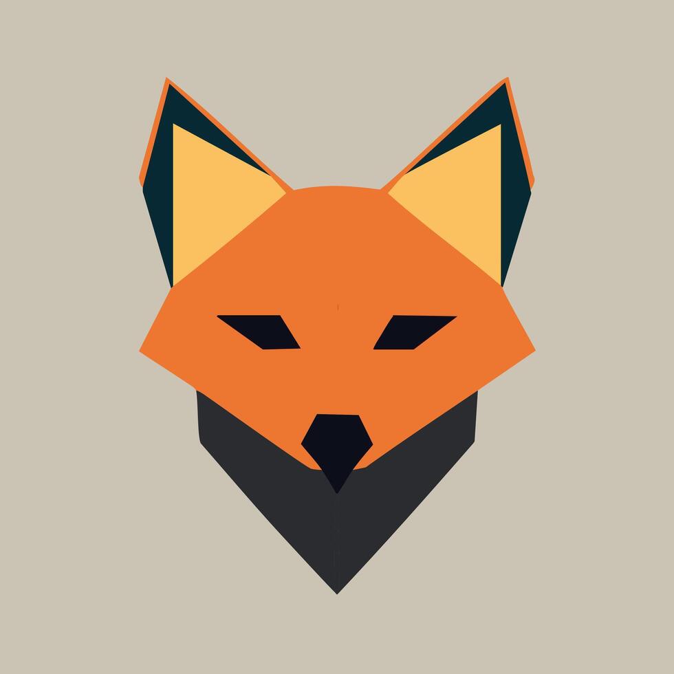 Fox head flat icon. Colorful illustration of vixen head in geometric style. vector