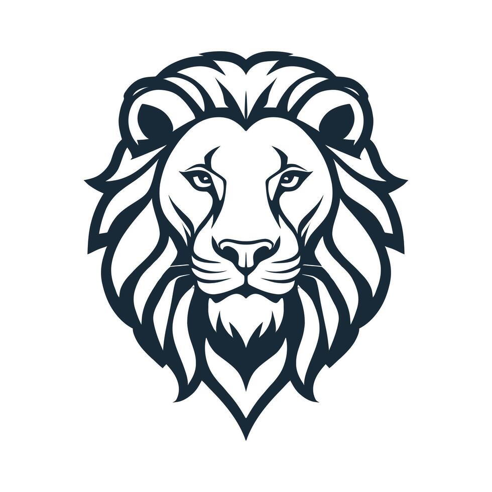 Lion head logo, emblem, badge, icon. Lioness illustration. vector