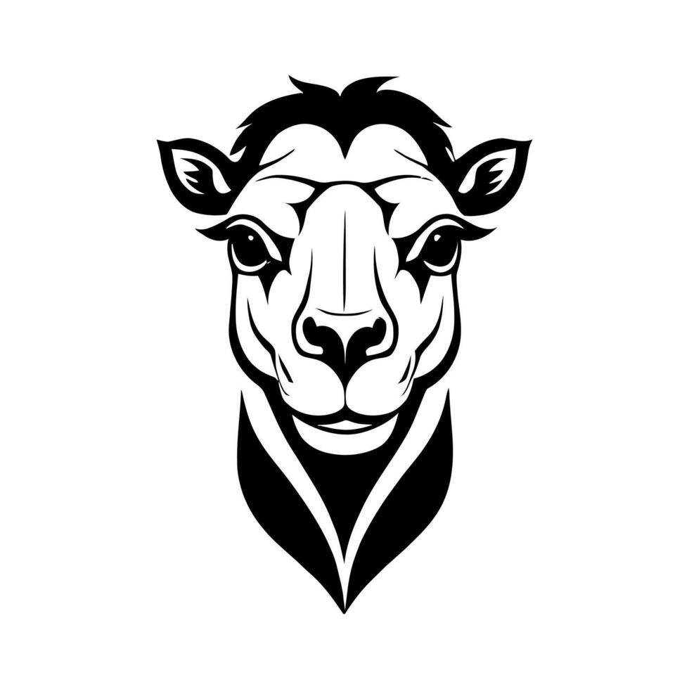 Camel head logo template on white background. Camels head logo template. vector