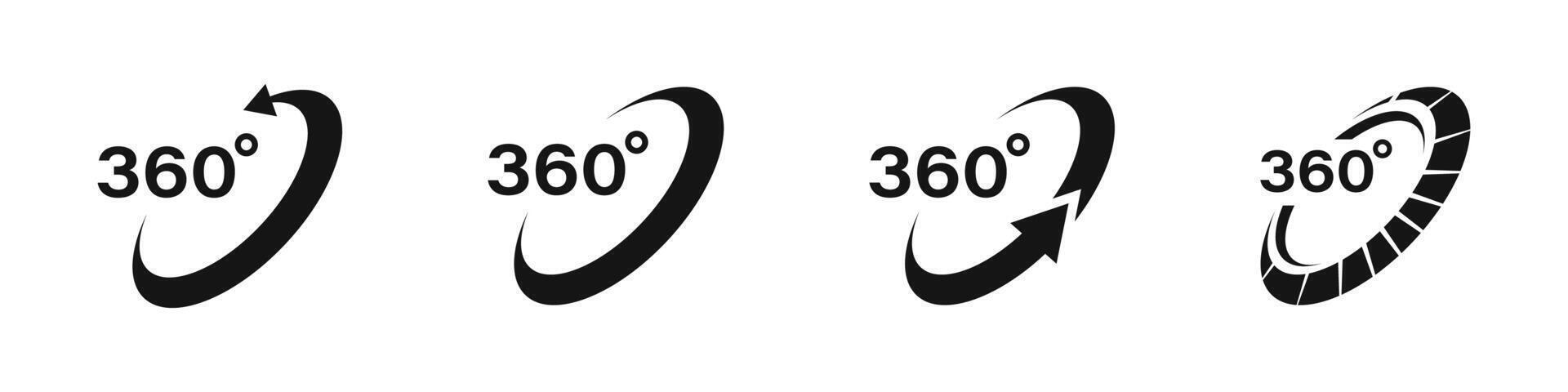 Rotation icon. Full three sixty degrees rotate icons. vector