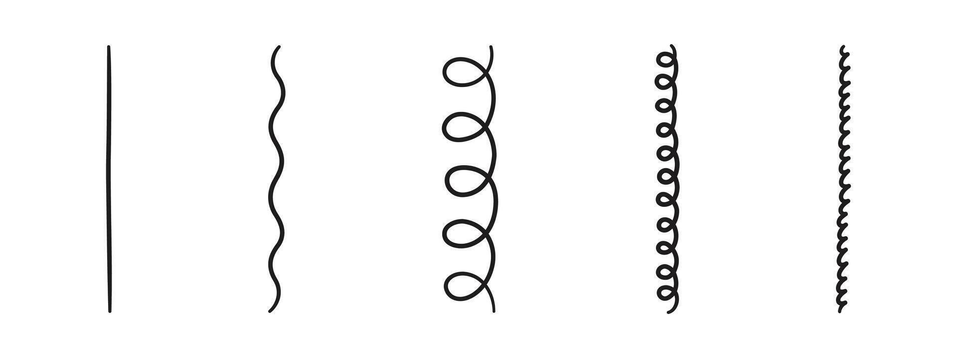 Doodle line swirl and spiral set. Cute hand drawn lines. vector