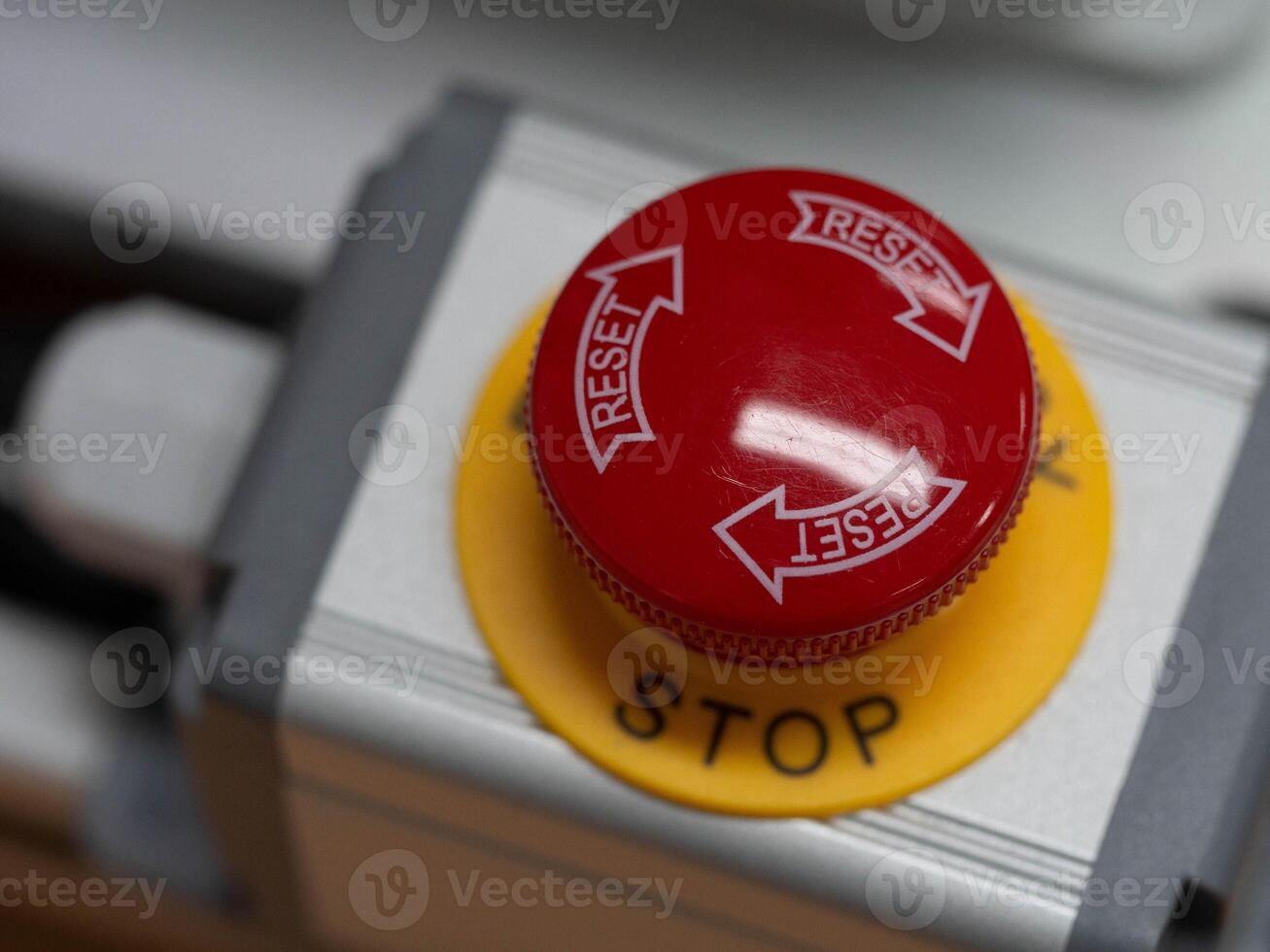 safety emergency stop button security danger control sign symbol alarm switch push press warning technology industry alert panic help factory protection red off accident power problem accident concept photo