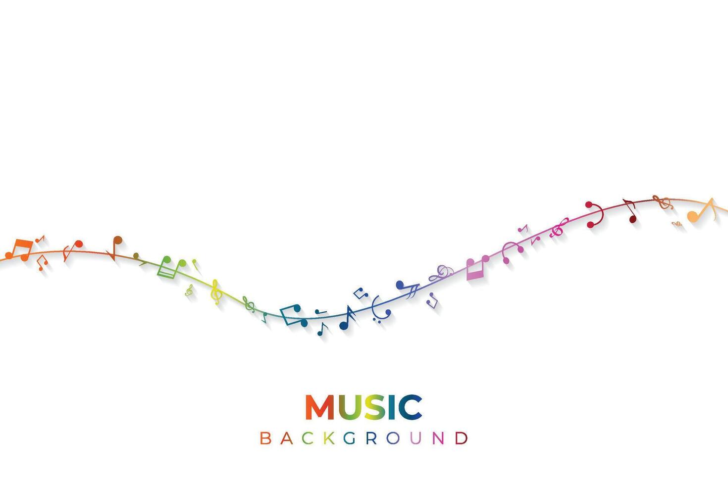 Musical notes wavy line background design vector