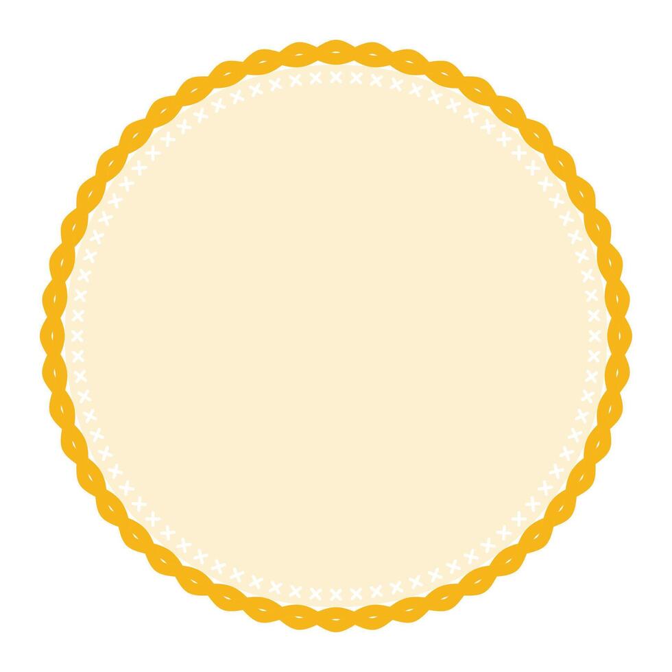 Simple Decorative Yellow Lace Circle Blank Plain Sticker Label Background Design vector
