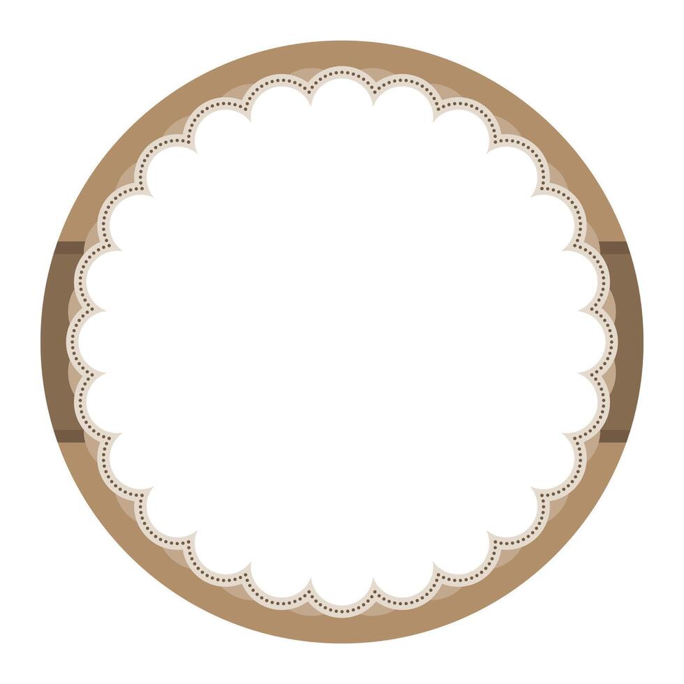 Simple Light Brown Ornamental Round Sticker Plain Label Blank Background Seal Design vector
