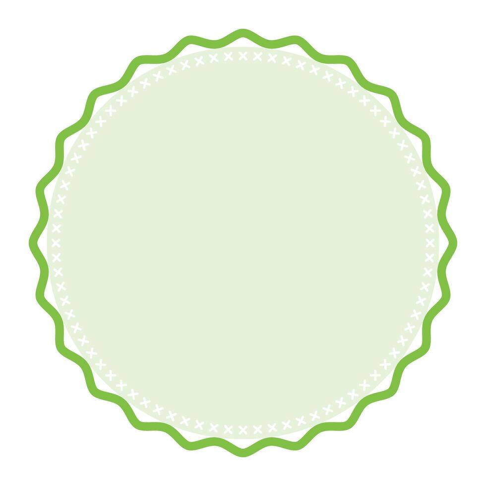 Decorative Light Green Round Frame Plain Sticker Border with Delicate Details Design vector