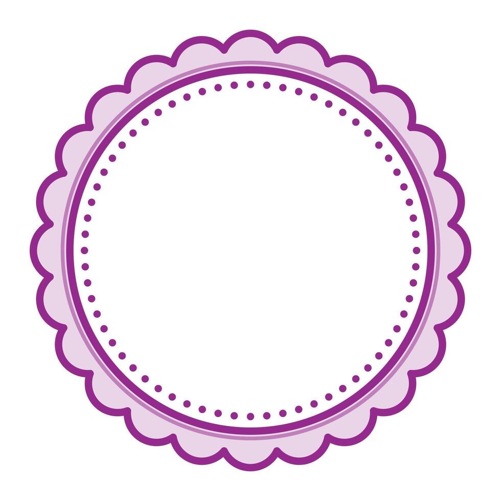 Simple Decorative Scalloped Purple Circular Blank Frame Plain Border Design vector