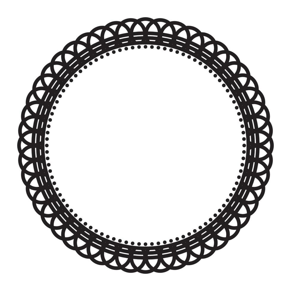 Simple Intricate Black And White Ornamental Symmetric Round Circle Element Decoration Border Clipart vector