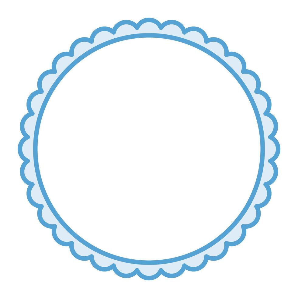 Simple Blue Circular Blank Background With Scallop Frame Border Ornament vector