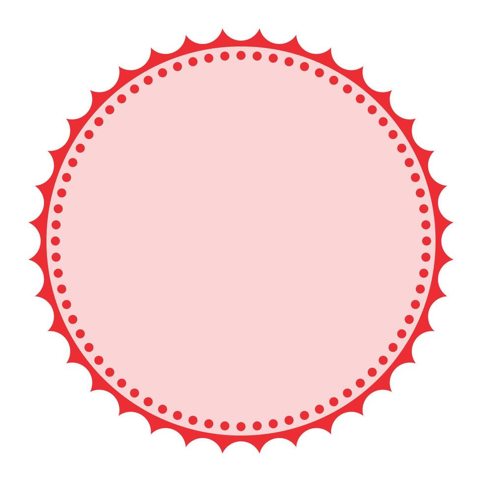 Elegant Red Round Detailed Packaging Classic Blank Sticker Badge Plain Background Design vector