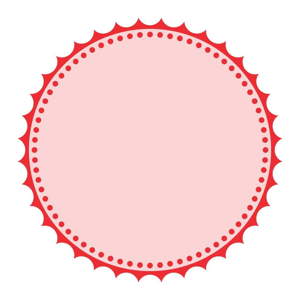 Elegant Red Round Detailed Packaging Classic Blank Sticker Badge Plain Background Design vector