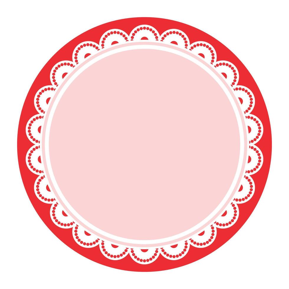 Simple Elegant Bold Red Lace Decorated With Circular Edge Design vector